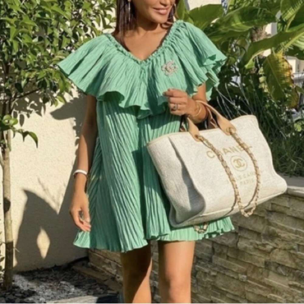 ZARA Green Ruffled Mini Dress New condition - Picture 2 of 5
